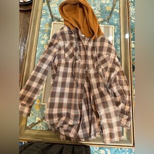 LA MIEL Brown and Rust Plaid Shirt